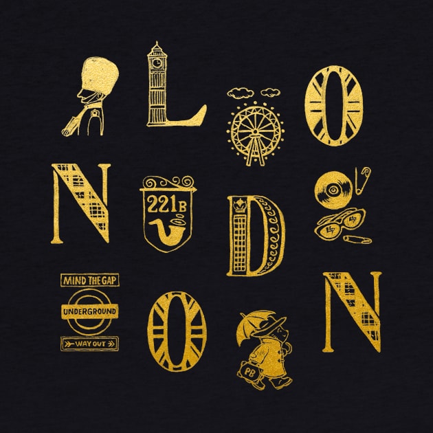 London Alphabets - Vintage Gold by akaneyabushita